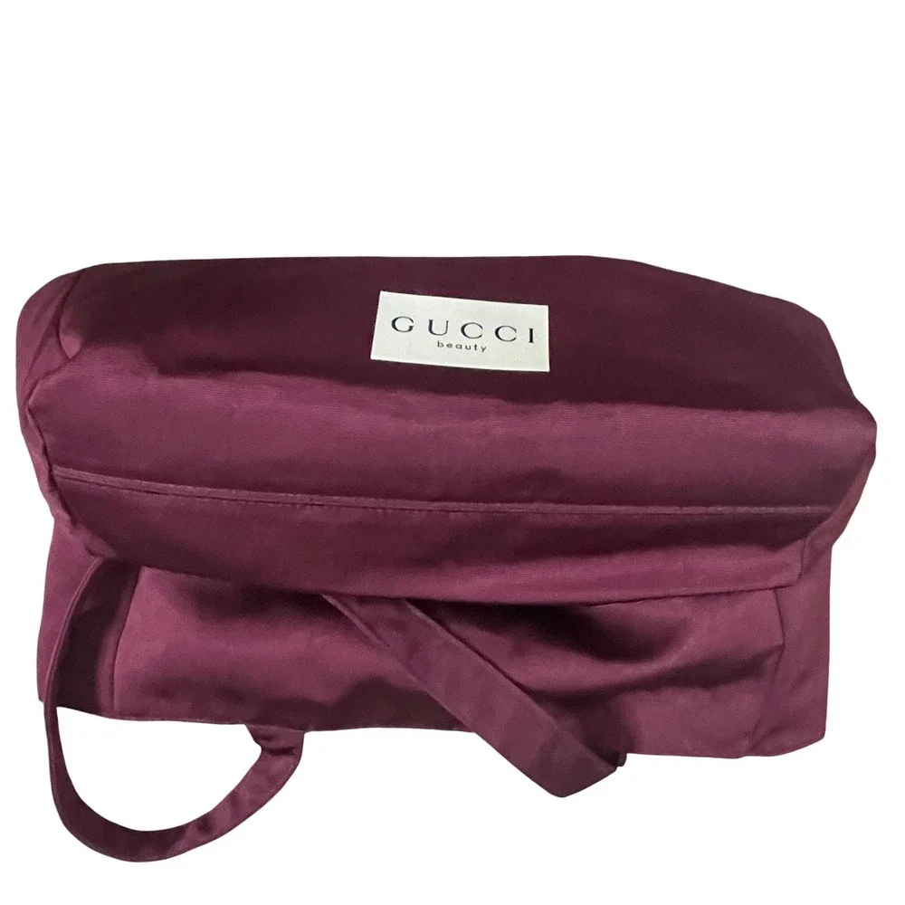 Gucci Beauty Burgundy Recycled Polyester Ribbed Tote‎ Bag Womens Red